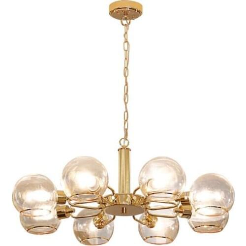 Modern Simple Creative Gold Metal Glass Led E14 Pendant Light for Foyer Dining Room Bed Room 3/5/8 Heads Cain Drop Lamp 2267