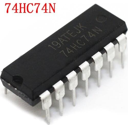 10pcs/lot 74HC74N 7474 74HC74 Dual D-Type Flip-Flop with Set and Reset DIP-14