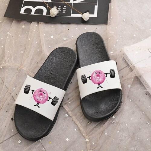 Shoes for Woman Donut lifting dumbbells Fashion Women Shoes home indoor slippers Cartoon Pattern Cute Shoes Women flip flops