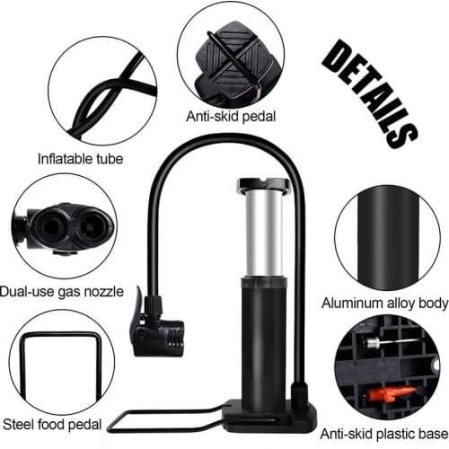 Ultra-light MTB Road Bike Pump Portable Cycling Air Inflator Foot Pump 100/120Psi High Pressure Bicycle Tire Pump