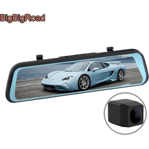 BigBigRoad Car DVR Dash Camera Touch Screen Stream RearView Mirror Video Recorder For Dodge Caliber Avenger Challenger SRT Viper