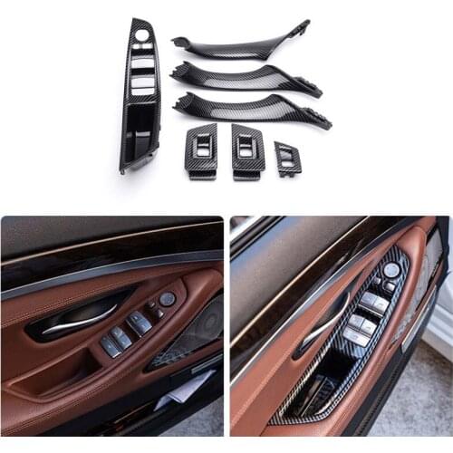 Car Interior Inner Door Handle Panel Pull Trim Cover Left Hand Drive LHD For BMW 5 series F10 F11 520i 2011~2017 Carbon Stickers