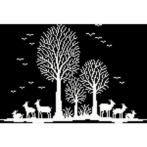 Deers in forest cross stitch package simple aida 18ct 14ct 11ct black cloth people kit embroidery DIY handmade needlework