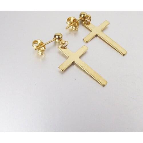 SaYao 2 Pieces Gold Silver Black Stainless Steel Cross Post Stund Earring Jewelry
