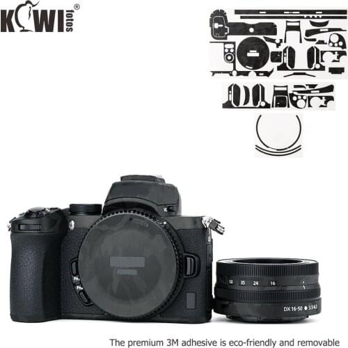 Kiwi Anti-Scratch Camera Body & Lens Cover Protective Skin Film For Nikon Z50 + 16-50mm lens Skin Shadow Black 3M Sticker