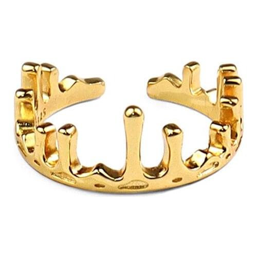 Punk Crown Melting Water Liquid Rings for Girls Decoration Women Finger Rings Boho Jewelry Acessorios Femininos Anillos Pareja