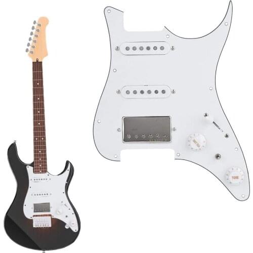 Guitar Pickups AlNiCo 5 Pickups Humbucker HSS Style Prewired Pickguard For Strat guitar- 3-ply White