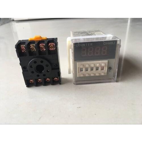1Set DH48J 8 Pin Digital Display Counter Counting Relay With Memory Relay 1-999900 +PF083A Socket Base 12VDC 24VDC 110VAC 220VAC