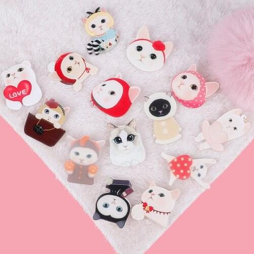 1pcs Super Cute Cat Shape Badges For Girls Kids Clothes&Bags&Shoes Decoration Pin On Backpack 3D Acrylic Badges Icon Pin Brooch