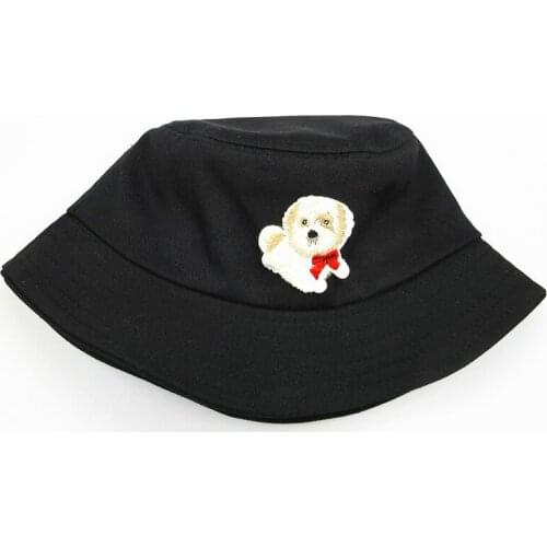 2021 Curly Bichon Embroidery Cotton Bucket Hat Fisherman Hat Outdoor Travel Hat Sun Cap Hats for Men and Women 270