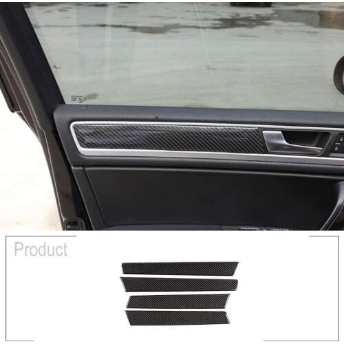 For Volkswagen Touareg 2011-2018 Soft Carbon Fiber Interior 3D Sticker Inner Door Decoration Panel Cover Trim Accessories 4pcs