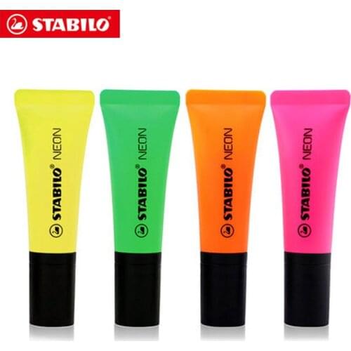 4Pcs STABILO 72 NEON Series Highlighter Marker Pen Color High Performance Toothpaste Appearance Large Capacity Highlighters