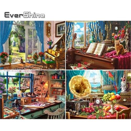 EverShine 5D Diamond Painting Garden DIY Diamond Embroidery Landscape Full Drill Square Mosaic Rhinestones Decor For Home