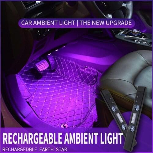 Car USB Interior Atmosphere Light Colorful Music Sound Lamp Remote Control Wireless Control Full Of Starlight Foot Lights