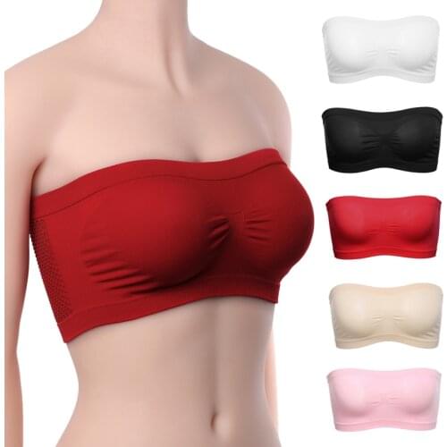 Intimates Tube Tops sexy Lady Women Solid Strapless Elastic Boob Bandeau Bra Lingerie Breast Wrap Chest Tube Top 2020