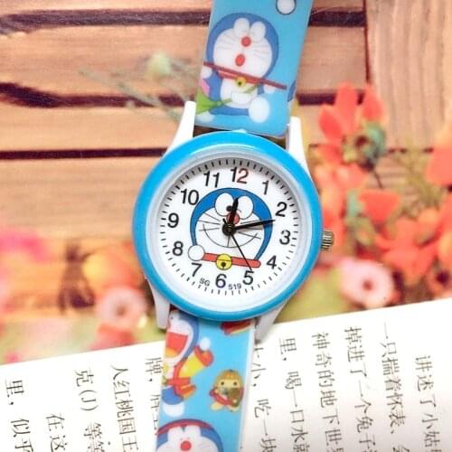 Cartoon silicone band printed Doraemon childrens watch machine dingdong cat quartz watch boy girl watch children watch