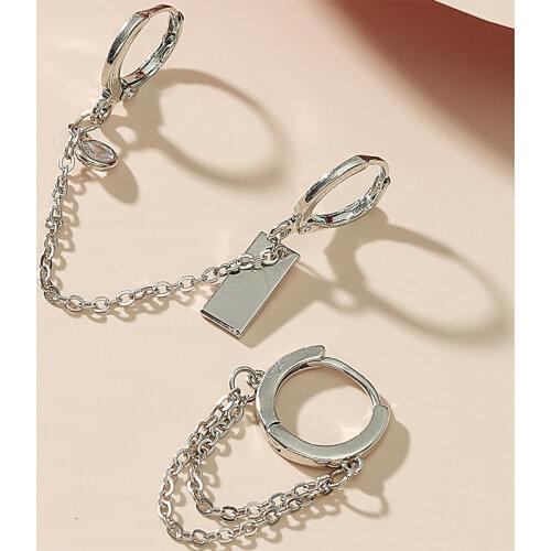 Fashion Punk Crystals Ear Clip Cuff Wrap Earrings Piercing-Clip On Cartilage Earrings for Women Girls Fashion Earrings Jewelry