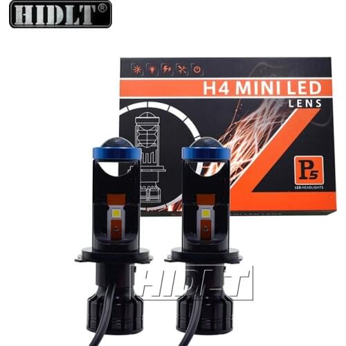 HIDLT High Power 70W P5 H4 LED Mini Projector Lens 12V 24V 6000K White H4 Car LED Conversion Kit Hi/Lo Beam LED Headlight Bulbs