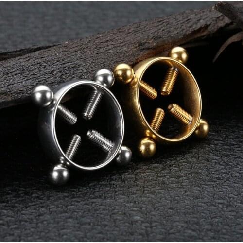 Hot 2Pcs Round Non Piercing Nipple Ring Women Stainless Steel Shield Fake Nipple Piercing Jewelry Screw Nipple Clamps Adult Game