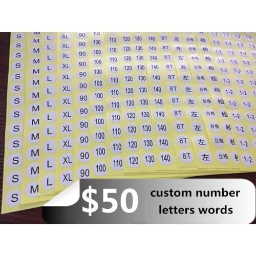 Custom Cilcle-shape Self-adhesive Stickers Number Letters Words Sticker Gift Label Wholesale