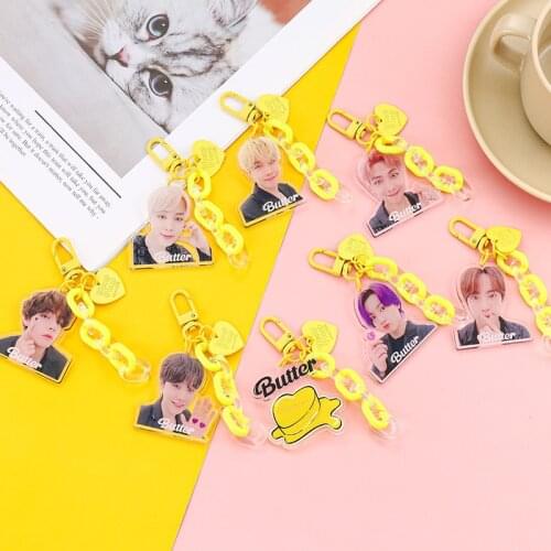 KPOP Bangtan Boys New Album Butter Three-piece Set Of The Same Chain Keychain Beaded Key Ring Pendant Surrounding