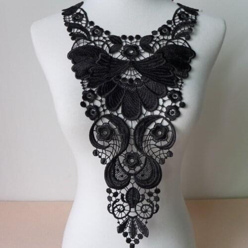 5 Pieces 19*33cm Guipure Lace Applique Black Lace Fabric Sewing Patchwork Lace Accessories Free Shipping