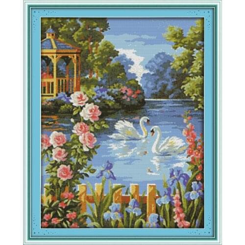 Swan Lake Scenic Needlework,Cross stitch,Sets Embroidery kits,Precise Printed Patterns Counted Cross-Stitching,DIY Handmade