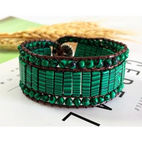 Malachite Bracelet Creative Stone Woven Bracelet Bohemian National Valentines Day Gift Natural Stone Bracelet Bracelets Women