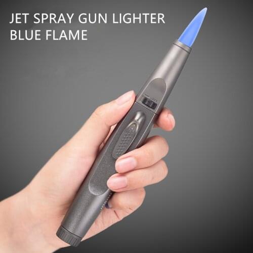 Jobon Metal Torch Ligher Windproof Blue Flame Gas Butane Spray Gun Ligher Outdoor Kitchen Ligher Cigar Lighter dropship Supplier