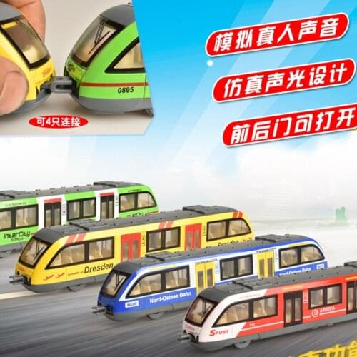 4 in1 Simulation of Urban Light Rail bus model Alloy vehicle Model Acousto-Optic return Disassembly Assembly Toys cars toys
