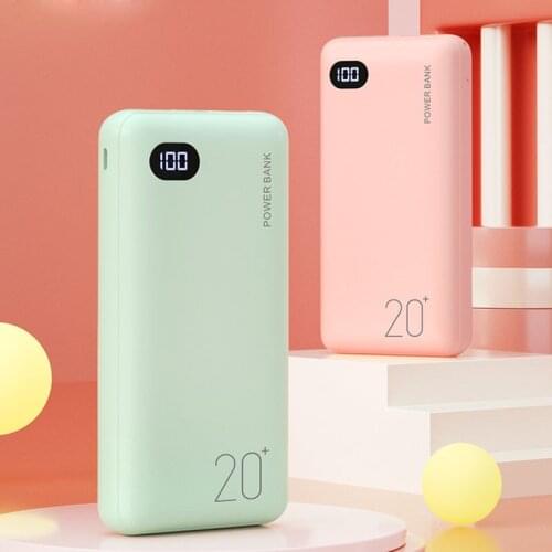 Fashion Power Bank 20000mAh External Portable Charger Powerbank 2.1A Fast Charging LED Display Phone Charger For Smart Phone