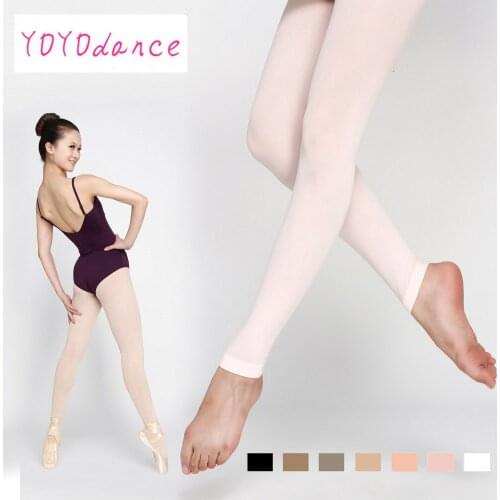 Discount Brand Adult Soft Elastic Collant Women Ballet Footless Dance Tights with Waistband Cotton Gusset
