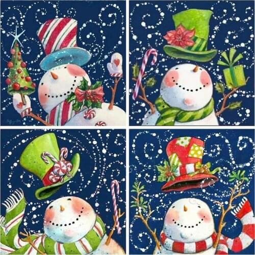 Diamond Painting Kits Cartoon Full Round With AB Drill Snowman Cross Stitch Kit Mosaic Rhinestone Christmas Decorations For Home