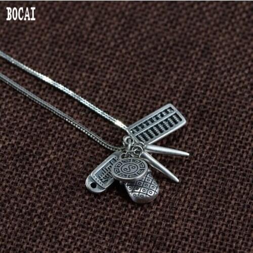 Real s925 silver vintage matte craft kids catch treasure pendant handmade accessories