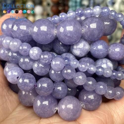Natural Stone Purple Angelic Spacer Loose Round Beads For Jewelry Making 4/6/8/10/12 MM DIY Bracelets Accessories Wholesale 15"