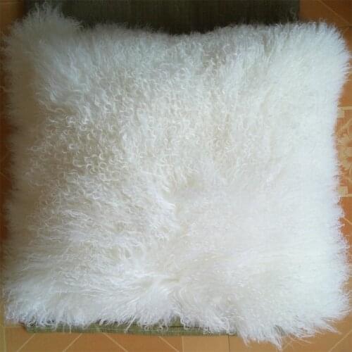White Mongolian Fur Pillow Cover Tibetan Fur cushion covers Decorative Pillows Sofa