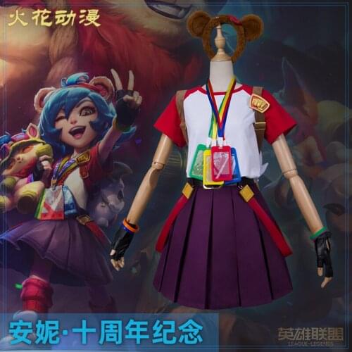 2019 New Hot Game LOL 10th anniversary cos The Dark Child Annie Cosplay Costume Christmas Costumes
