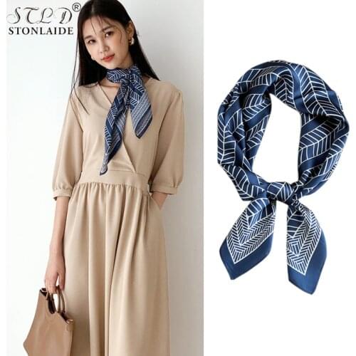 Design New Spring Autumn Square Satin Silk Shawl Scarfs For Ladies Printing Womens Neckchief Bussiness Scarf Femme Gift 70X70CM