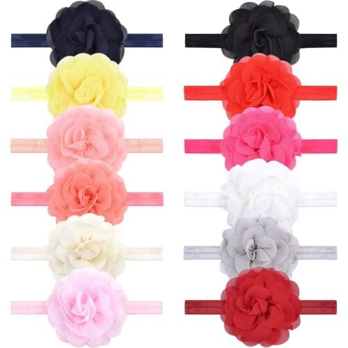12Pcs/lot Solid Colors Nylon Baby Headband For Girls Daliy Elastic Hair Bands Flower Turban Headwear Kids Hair Accessories