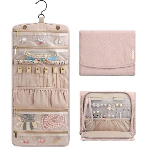 Foldable Travel Jewellery Organiser Hanging Accessories Decoration Storage Pouch Large Necklaces Jewelry Display Bag