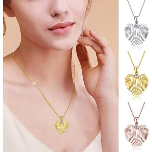 Necklace Heart Pattern Pendant Birthstone Necklace For Women Jewelry Gifts Fashion Love Wings Accessories Necklace Clavicle