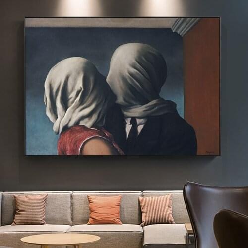 Rene Magritte Surrealism Artwork The Lover Canvas Paintings On The Wall Art Poster And Prints Picture For Living Room Decoration