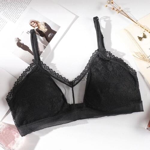 Sexy Women Cropped Tops Lace Padded Bra Fashion Wireless Tube Tops 3/4 Cup Brassiere Underwear see through bra