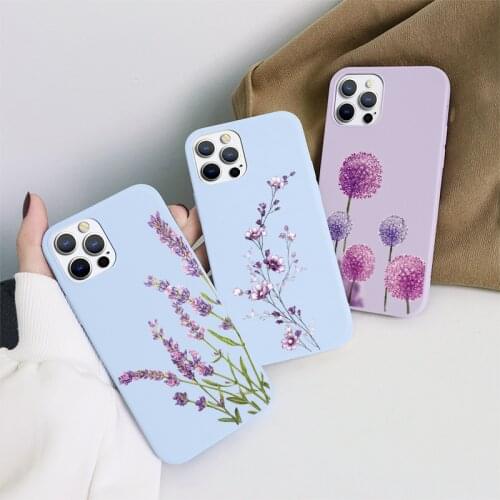 Floral Flower Phone Case For iPhone 11 12 Xs Pro Max X 7 8 6s 6 Plus 12 Mini 5S SE SE 2020 5 Lavender Soft Silicone Back Cover