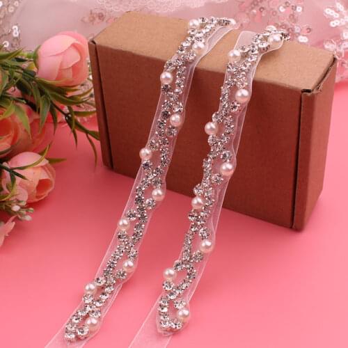 Bridal wedding dress belt crystal rhinestone belt pearl gown dinner girdle