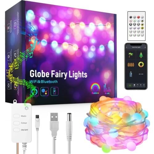 Tuya WiFi Smart Globe Fairy Lights IP65 WaterProof RGB LED Strip Light Christmas Decoration Light Work With Alexa Google Home