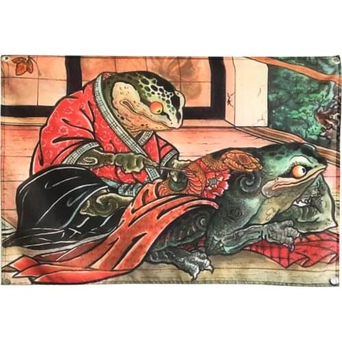 Vintage Ukiyo-e Tattoo Poster Skull Banner Flag Tapestry Wall Hanging Canvas Painting Wall Stickers Bar Cafe Bedroom Decor