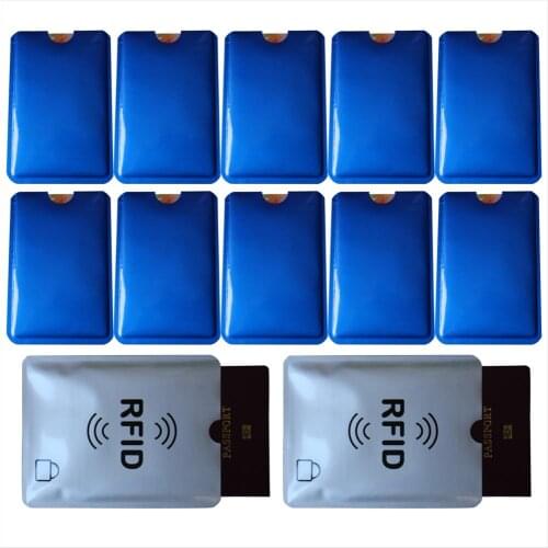 12 pcs Anti-Scan Card Sleeve Blue Red Black White RFID Card Protector Anti-magnetic Passport Sleeve, OEM welcome