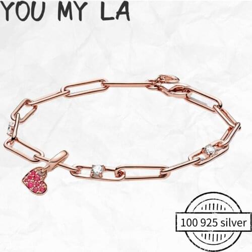 Hot Sale 100% 925 Sterling Silver Heart Bracelet Fit Original Pando Beads Charms DIY Jewelry Gift For Women