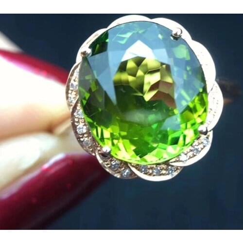 Fine Jewelry Anillos oro Real 18 K Gold Jewelry 100% Natural Brazil Tourmaline 6.5ct Gemstone Female Rings for Women Fine Ring